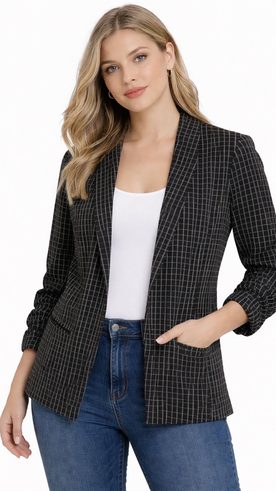 Blazer Cuadros Negro