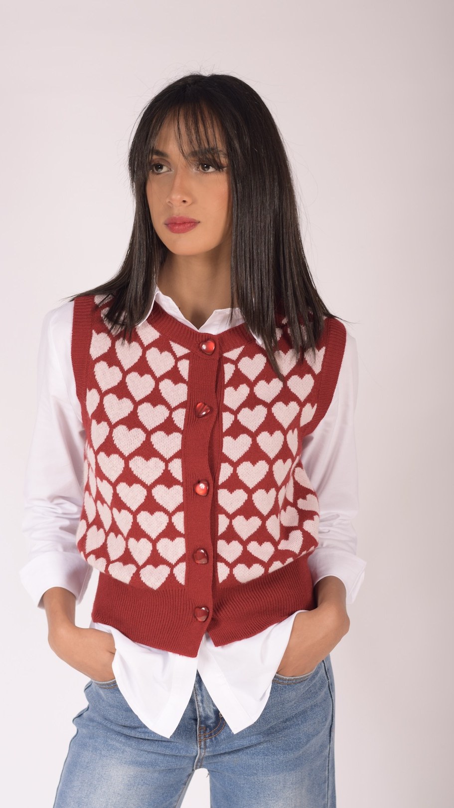 Chaleco Corazones Rojo