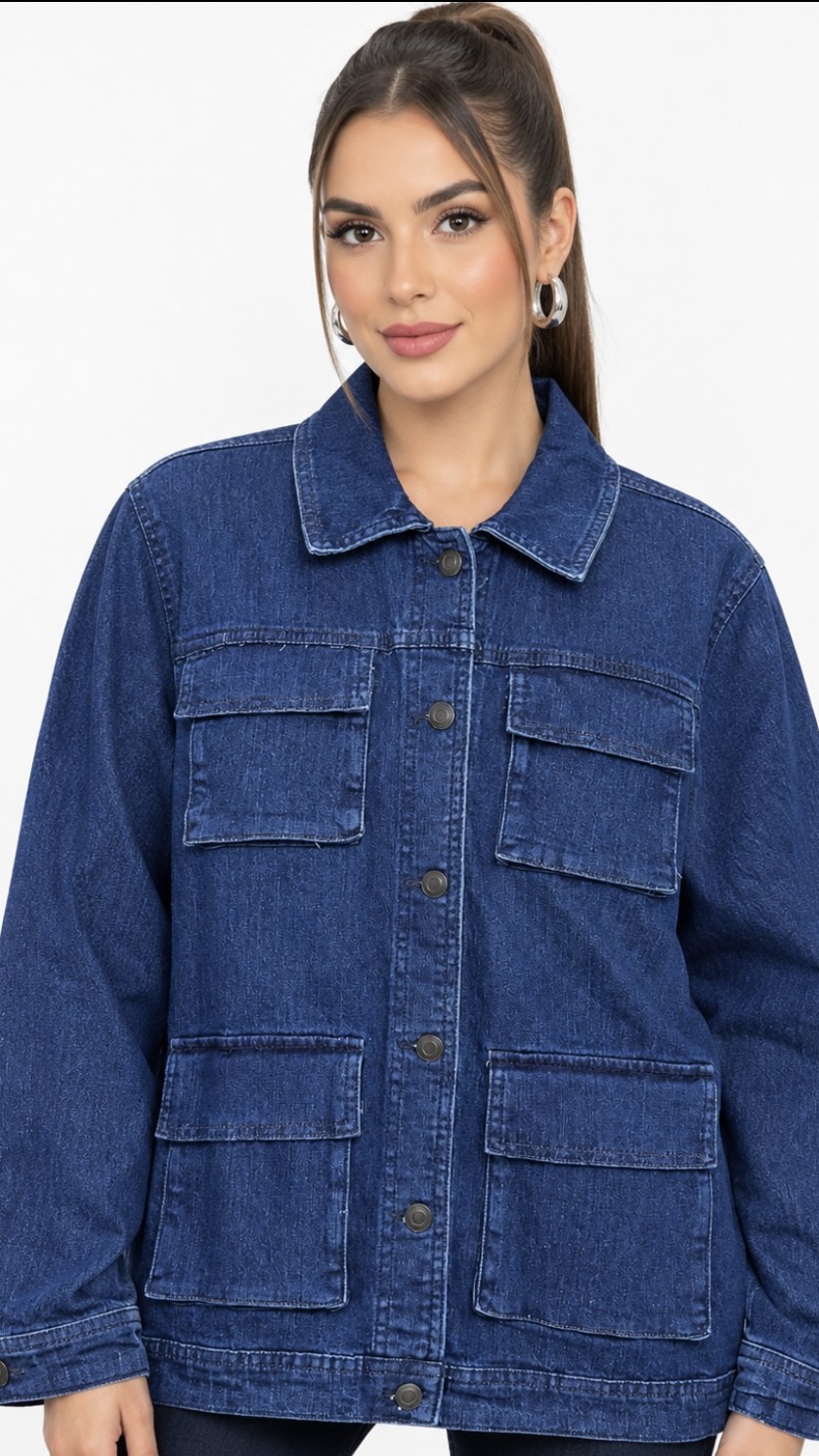 Jacket Denim con Bolsillos