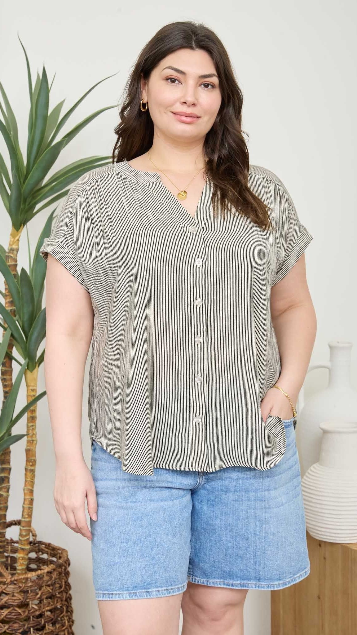Blusa Manga Corta Rayas