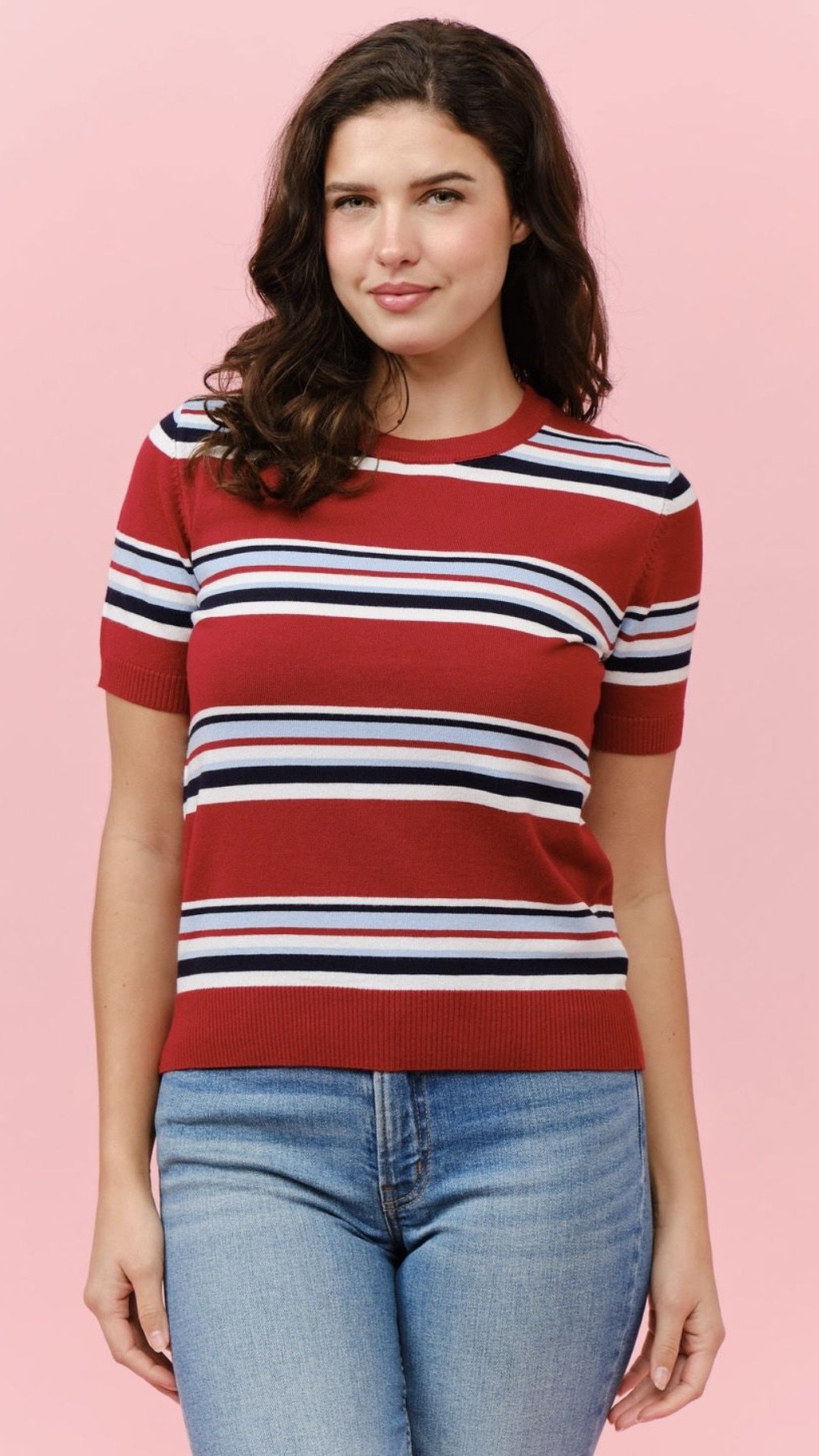Top Tejido Rayas Rojo