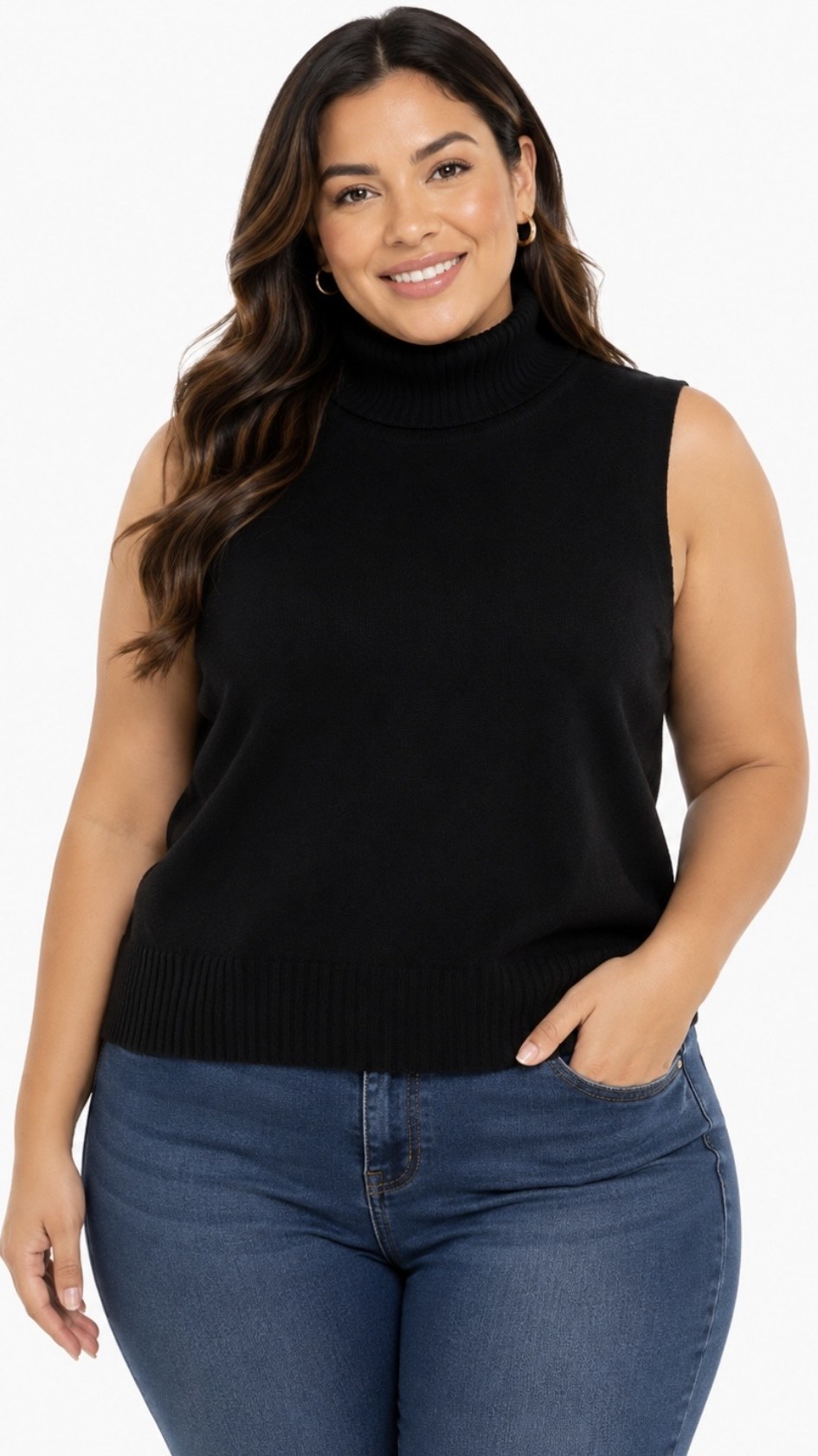 Top Cuello Alto Negro