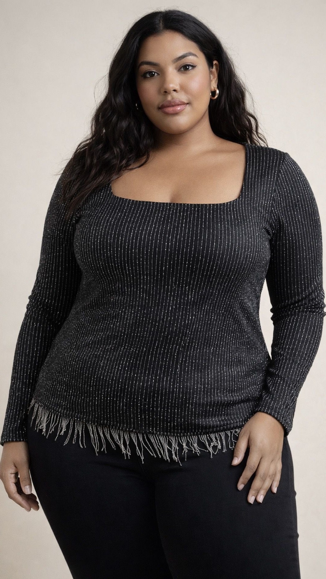 Blusa Brillos con Flecos