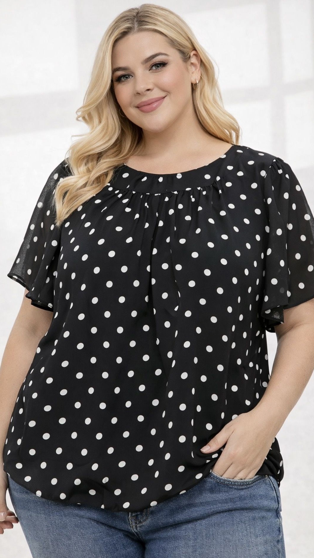 Blusa Lunares Manga Corta