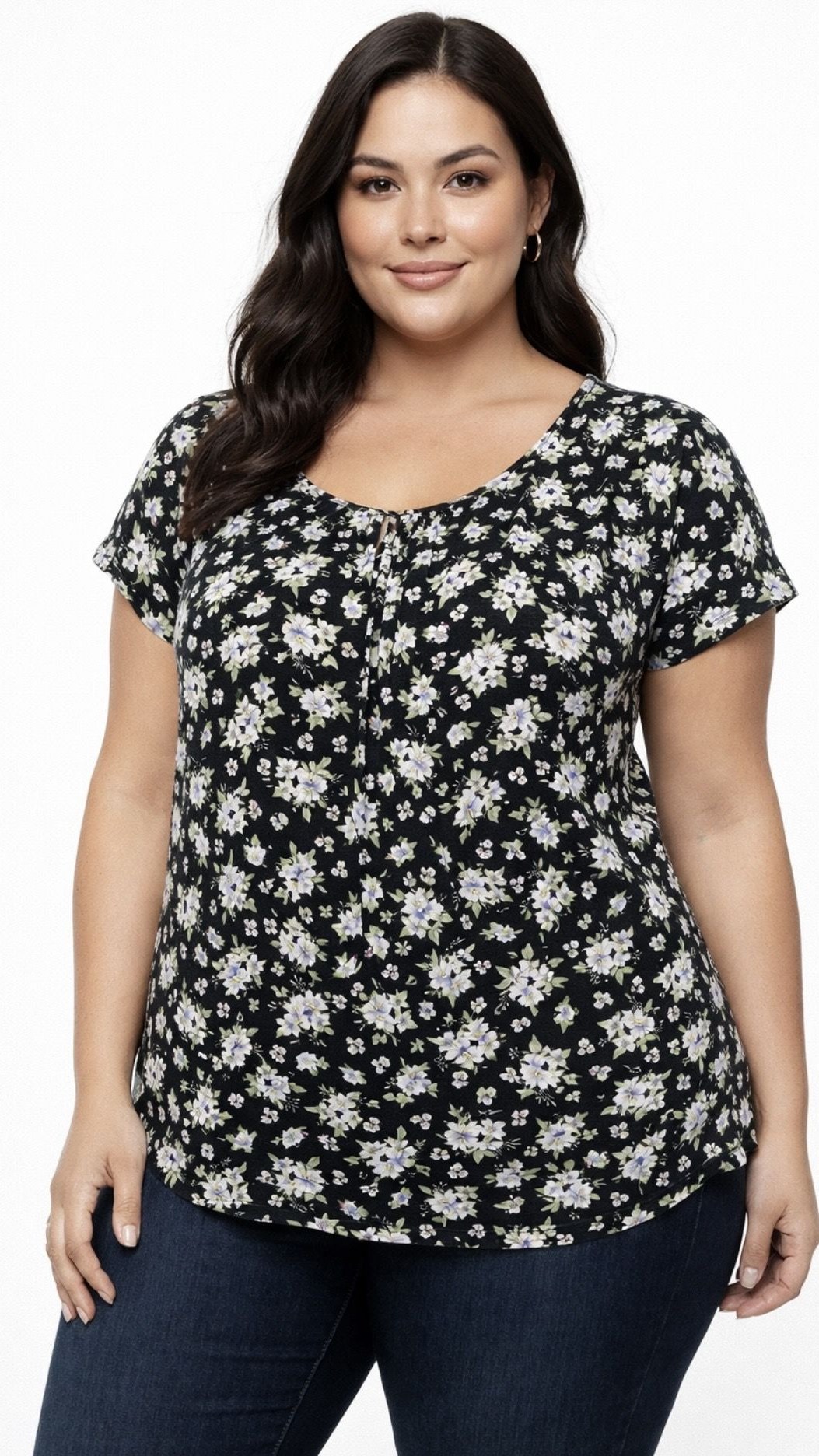 Blusa Flores Blanco y Negro