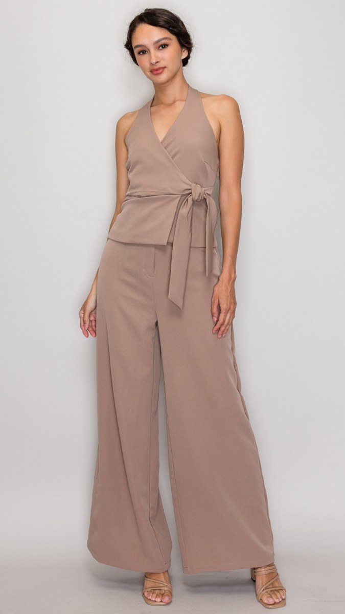 Enterizo Halter Cruzado Café