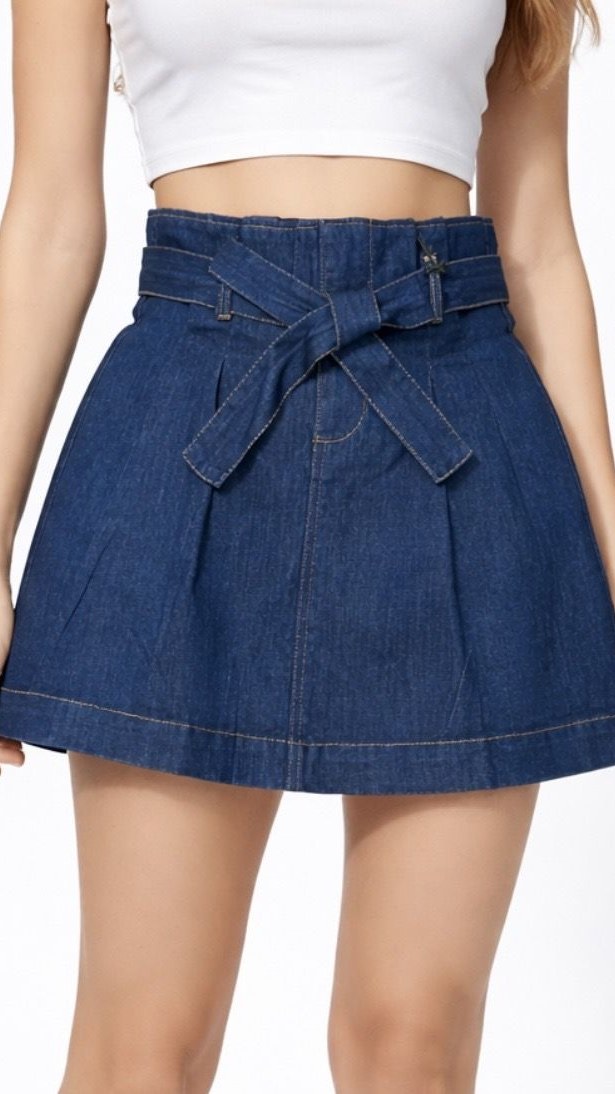 Falda Denim con Lazo