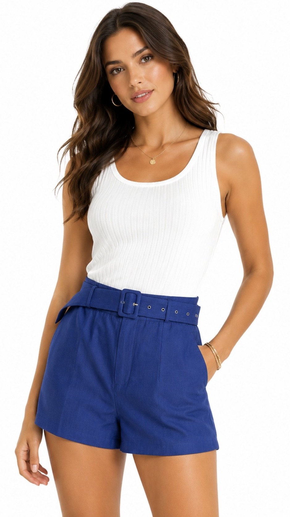 Short Azul Rey con Cinturón
