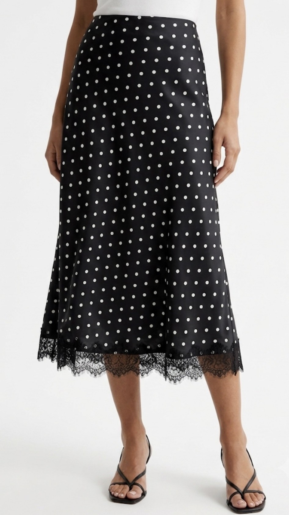 Falda Larga Lunares con Encaje