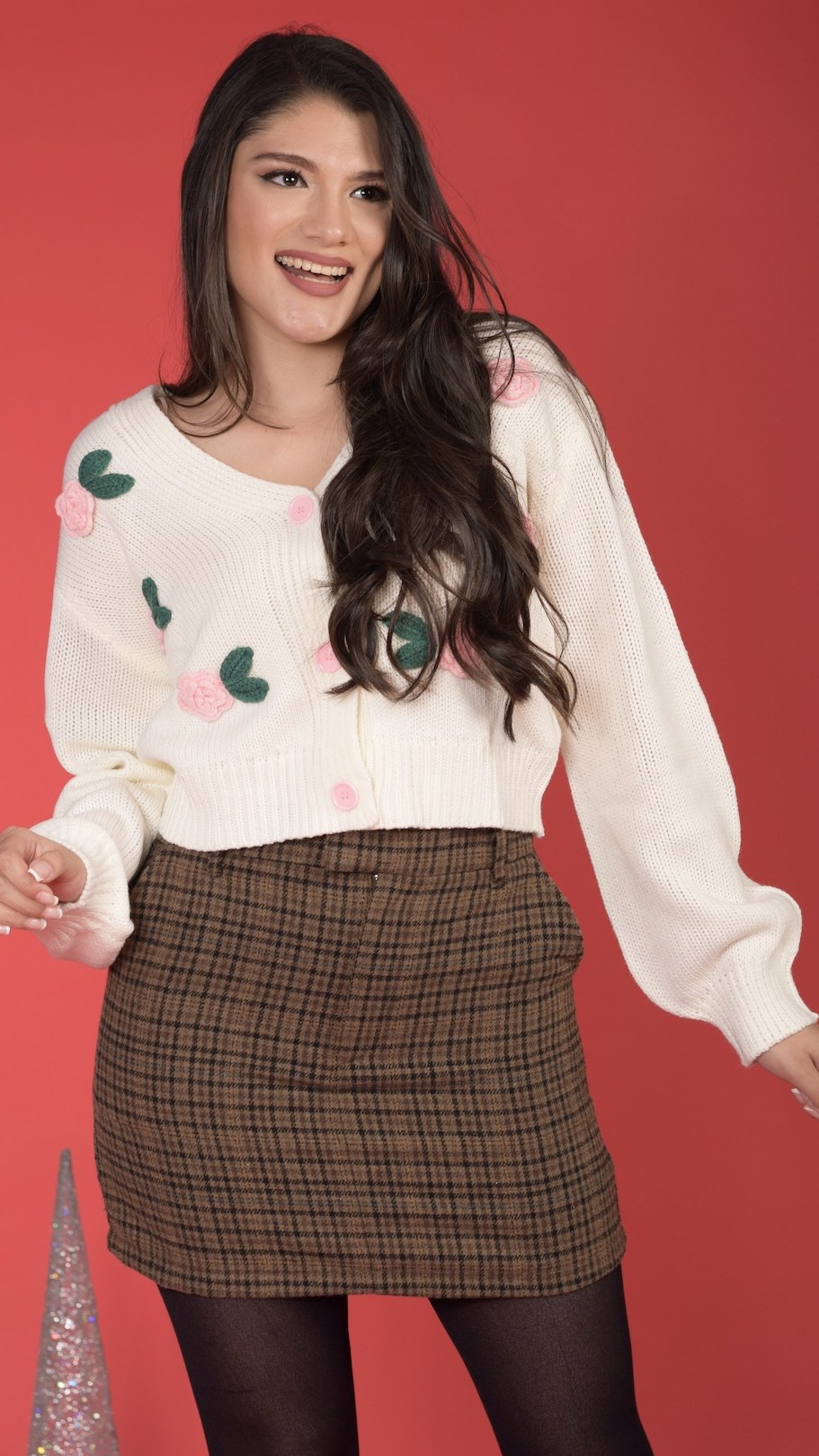 Falda Cuadros Café