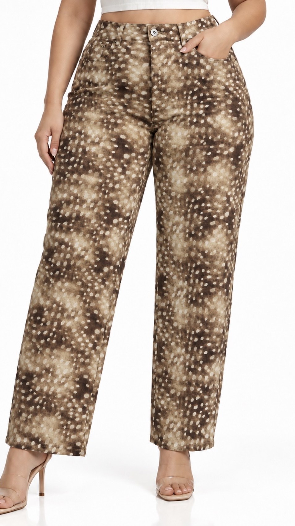 Pantalón Animal Print Café