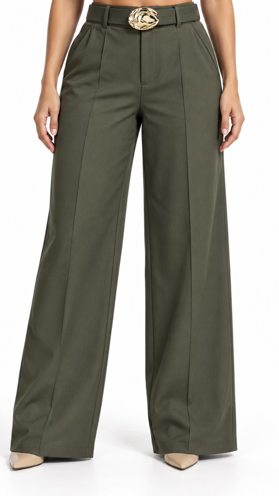 Pantalón Wide Leg Verde Militar