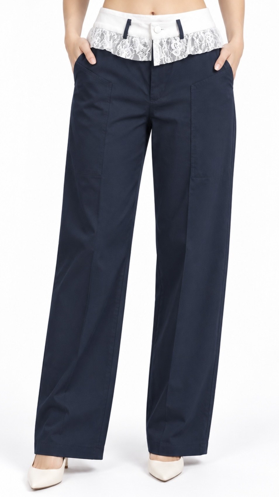 Pantalón Wide Leg Azul Marino