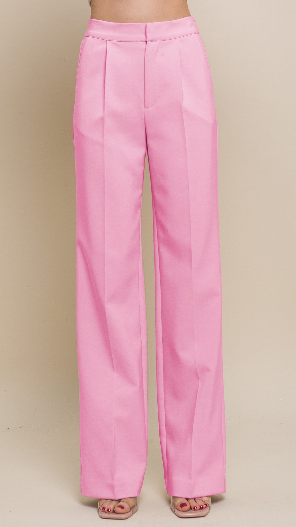 Pantalón Recto Rosado de Pinzas