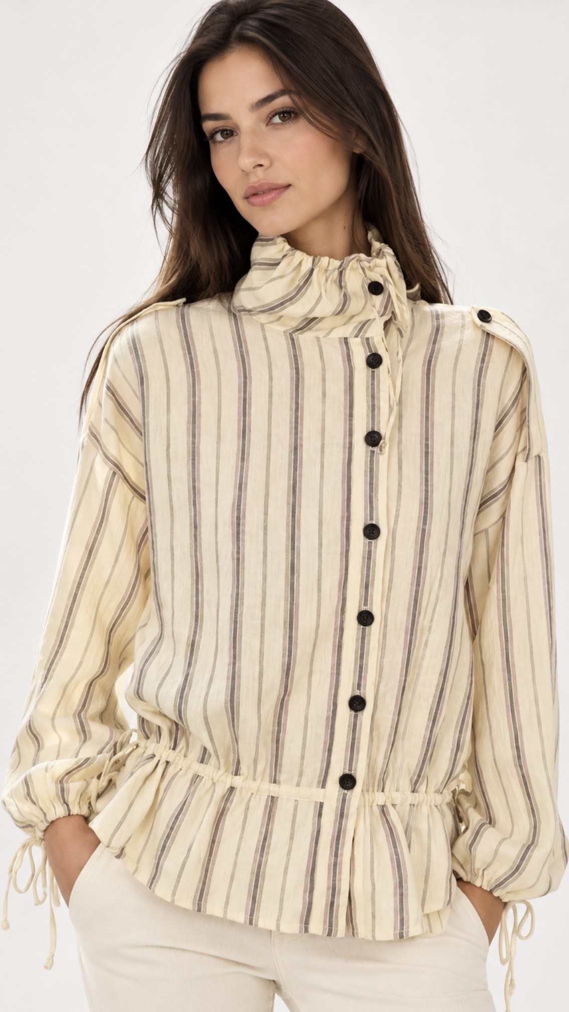 Blusa Rayas Cuello Alto