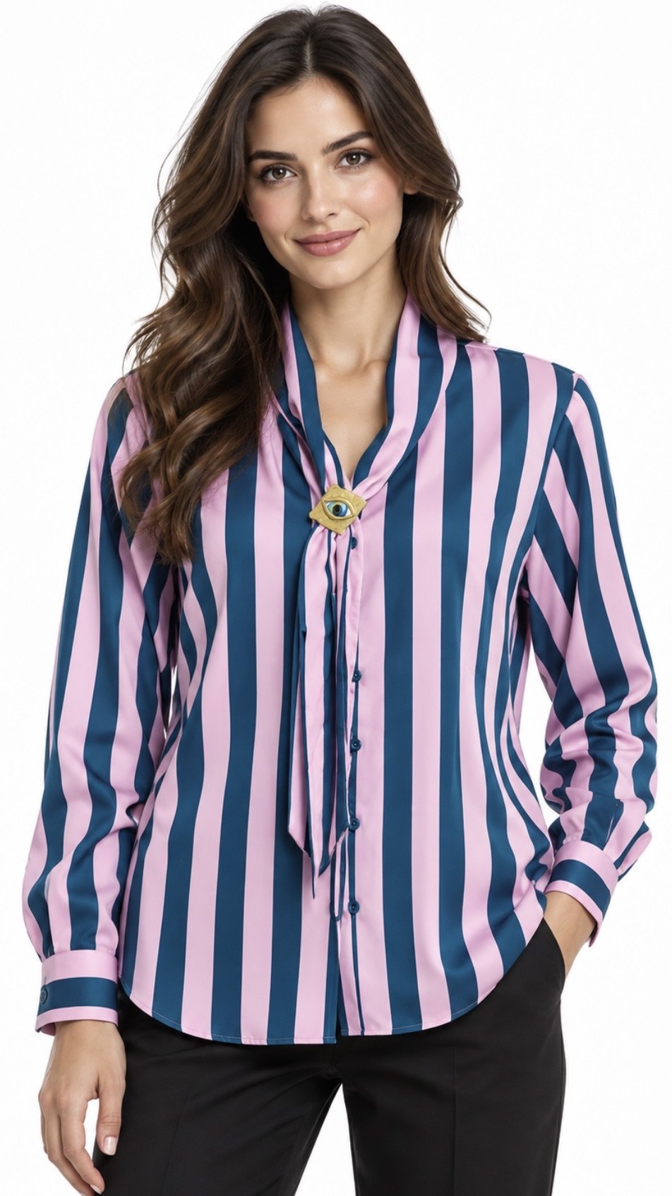 Blusa Rayas con Lazo Marino