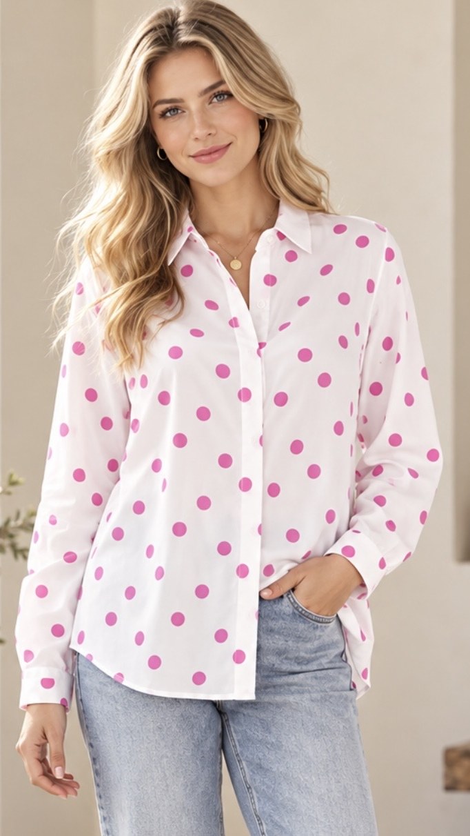 Camisa Lunares Rosa