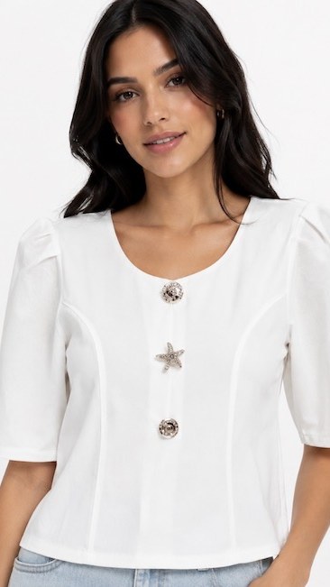 Blusa Blanca Botones Estrella