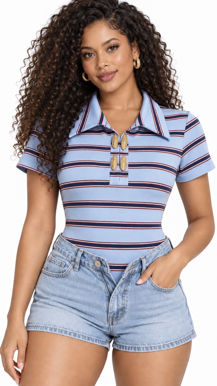 Polo Rayas Celeste