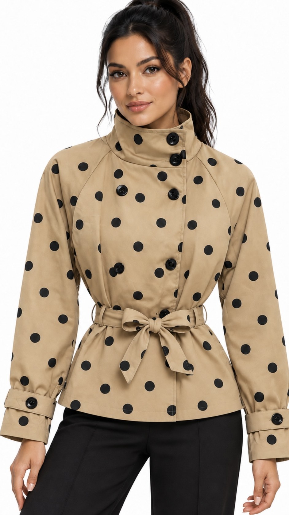 Chaqueta Lunares con Cinturón