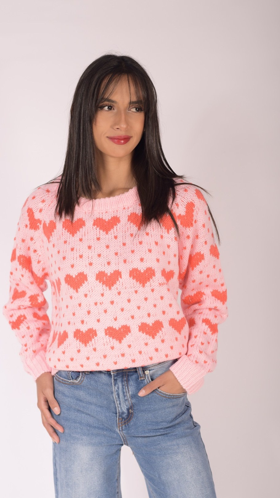 Suéter Corazones Rosa