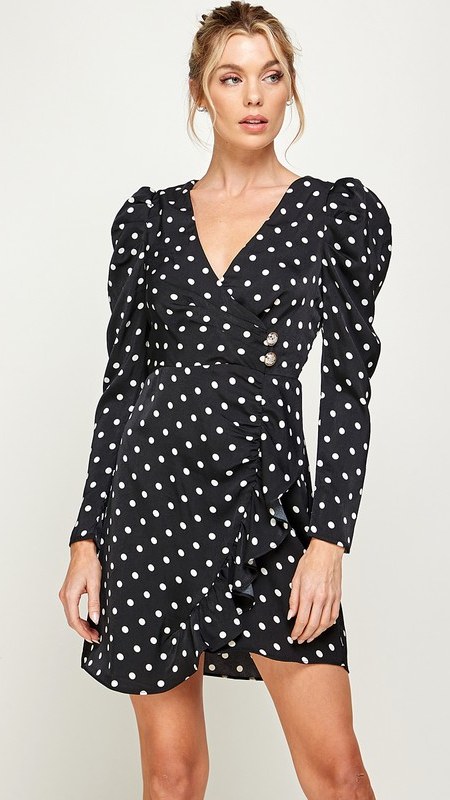 Vestido Lunares Manga Abullonada