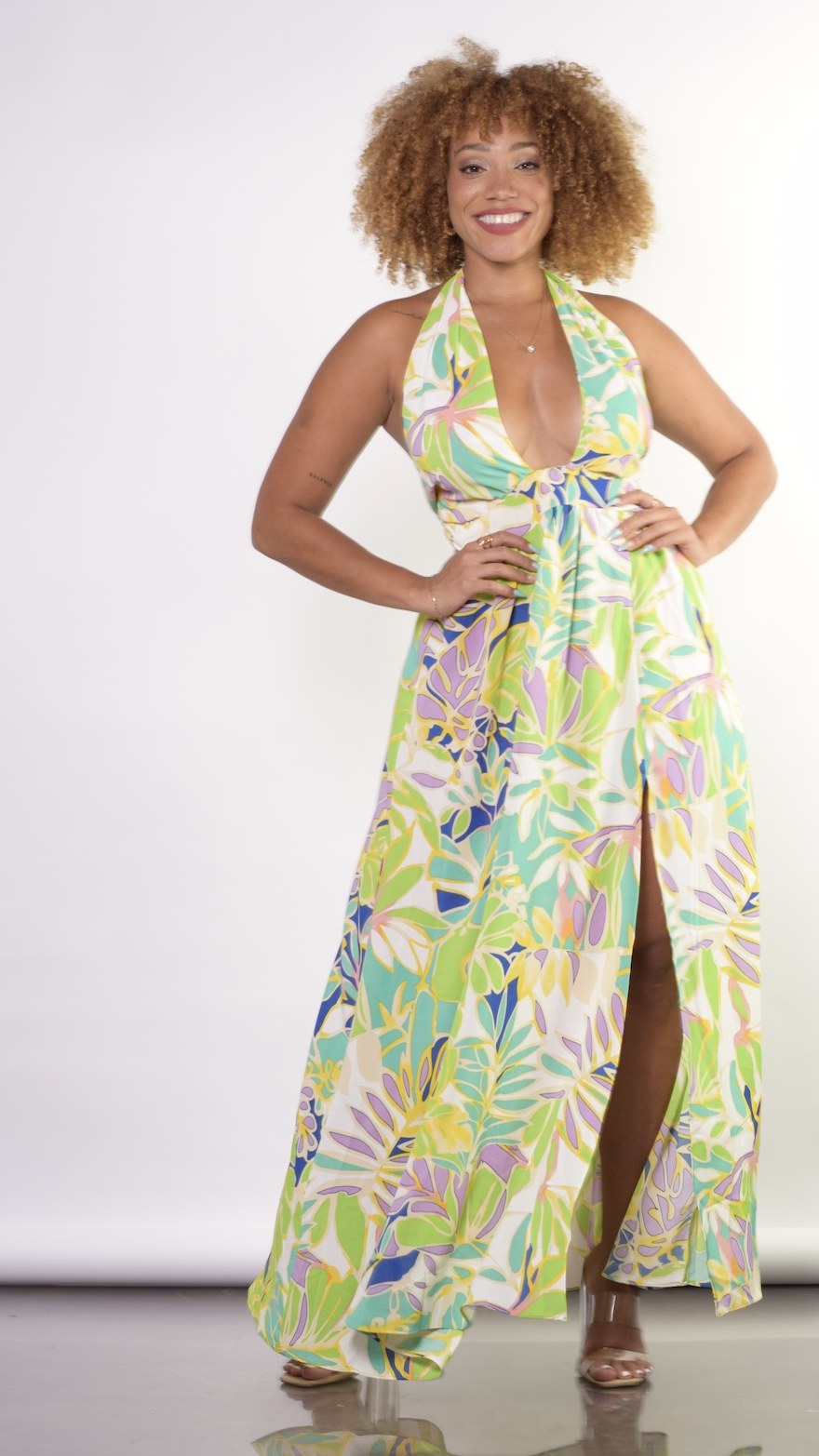 Vestido Largo Floral Halter