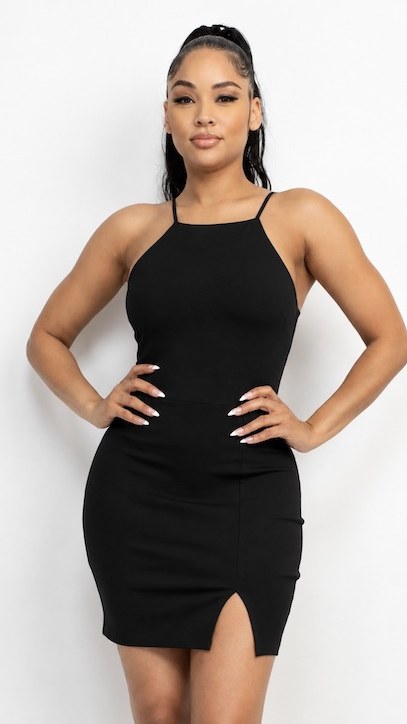 Vestido Corto Negro Halter